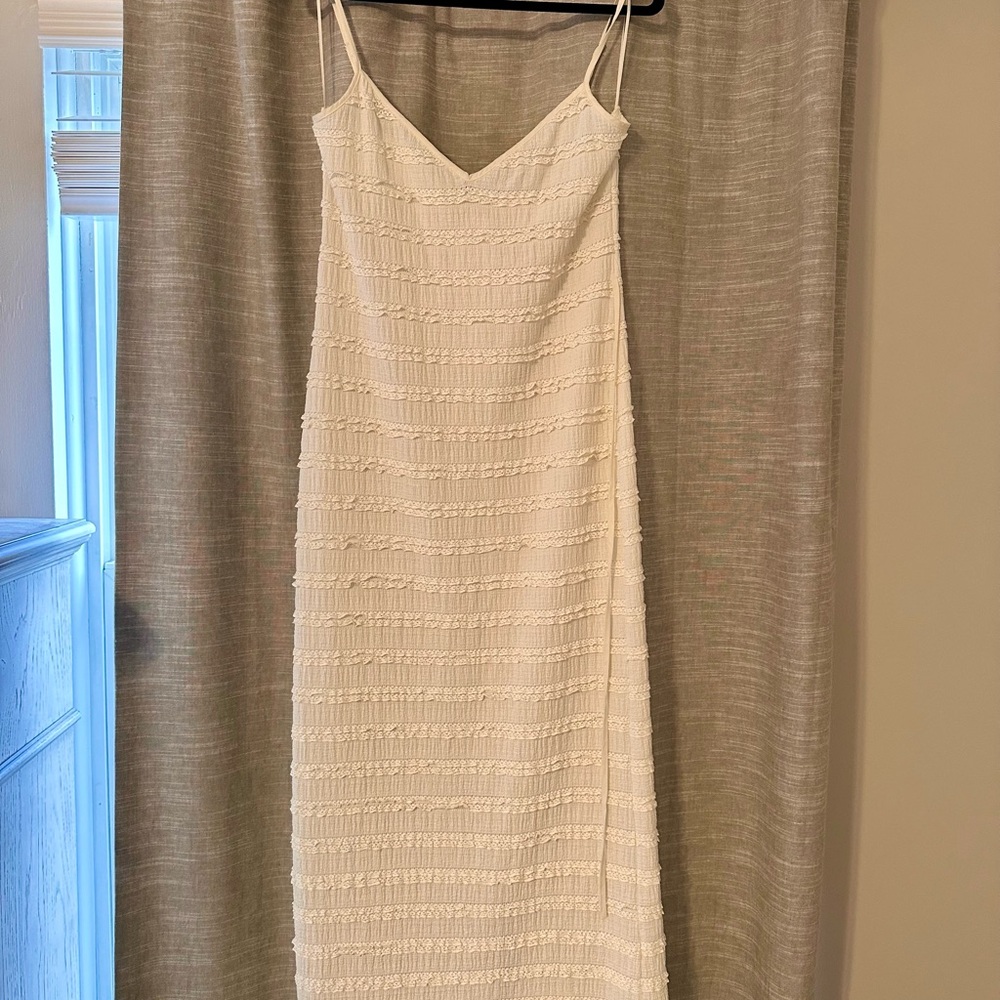 Elegant Spaghetti Strap White Dress with Tag